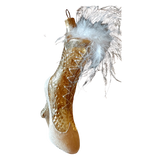 Czech Republic, Glass Blown, Hand Painted Christmas Tree Ornament - Boot Gold