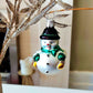Vintage Czech Glass Snowman Christmas Ornament with Bowler Hat (Pair)