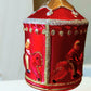 Vintage Czech Republic, Glass Blown, Hand Painted Christmas Tree Ornament - Large Carousel Red