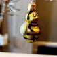 Vintage Czech Glass Bumble Bee Christmas Ornament - Hand Painted Pair