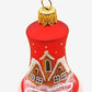 Vintage Czech Glass Christmas Bell Ornament: Hand-Painted House Motif