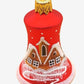 Vintage Czech Glass Christmas Bell Ornament: Hand-Painted House Motif