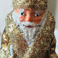 Vintage Czech Republic, Glass Blown, Hand Painted Christmas Tree Ornament - Large Santa Gold