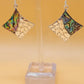 Silver Handmade Inlay Earrings Semi Precious Abalone Shell- Square