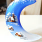 Vintage Hand Painted Glass Christmas Ornament: Czech Royal Blue Half Moon