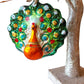 Vintage Czech Republic, Glass Blown, Hand Painted Christmas Tree Ornament - Peacock Green