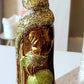 Vintage Czech Republic, Glass Blown, Hand Painted Christmas Tree Ornament - Large Santa Gold