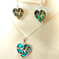 Silver Handmade Inlay Pendant/Earring Set Semi Precious Abalone Shell- Heart