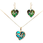 Silver Handmade Inlay Pendant/Earring Set Semi Precious Abalone Shell- Heart