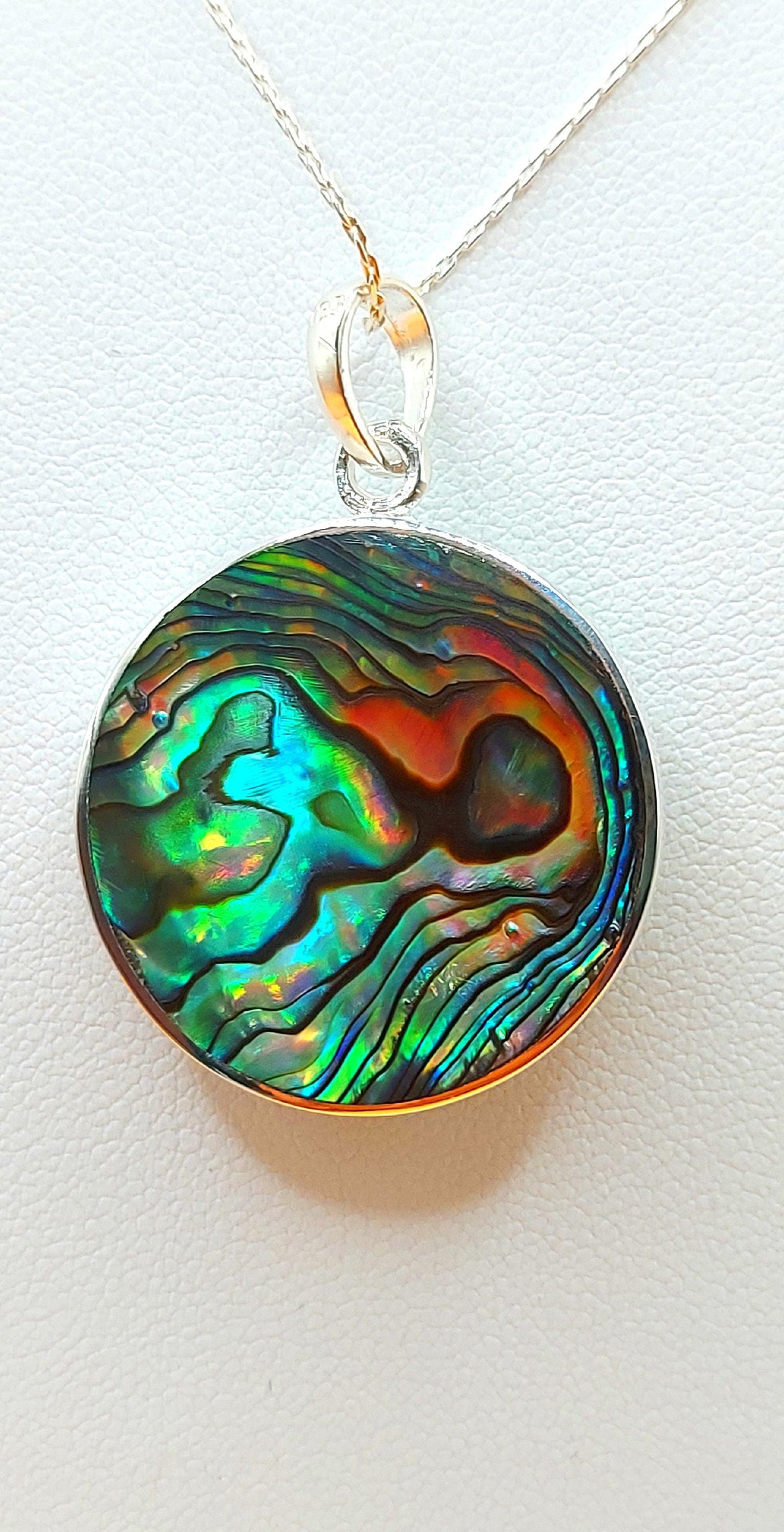 Silver Handmade Inlay Pendant Semi Precious Abalone Shell- Owl