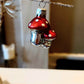 Vintage Czech Glass Mushroom Christmas Ornament: Hand-Painted Pair