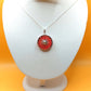 Silver Handmade Inlay Pendant Semi Precious Abalone Shell- Red Circle