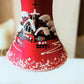Vintage Czech Glass Christmas Bell Ornament: Hand-Painted House Motif