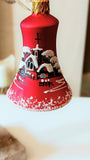 Czech Glass Christmas Bell Ornament: Hand-Painted House Motif