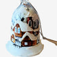Vintage Czech Glass Bell Ornament: Hand-Painted Winter Village