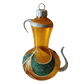 Czech Republic, Glass Blown, Hand Painted Christmas Tree Ornament - Genie Lamp gold/green