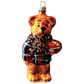 Vintage Czech Republic, Glass Blown, Hand Painted Christmas Tree Ornament - Large Teddy Bear