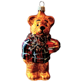 Vintage Czech Republic, Glass Blown, Hand Painted Christmas Tree Ornament - Large Teddy Bear