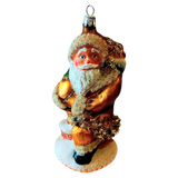 Czech Republic, Glass Blown, Hand Painted Christmas Tree Ornament - Large Santa Chimney Gold