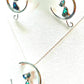 Silver Handmade Inlay Pendant/Earring Set Semi Precious Abalone Shell- Cat on Moon