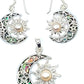 Silver Handmade Inlay Pendant/Earring Set Semi Precious Abalone Shell- Sun/Moon
