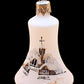 Vintage Czech Glass Christmas Ornament Bell: Hand-Painted Winter Village White