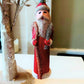 Vintage Czech Republic, Glass Blown, Hand Painted Christmas Tree Ornament - Thin Santa Red