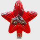 Vintage Czech Republic, Glass Blown, Hand Painted Christmas Tree Ornament - Red Star Tree Topper