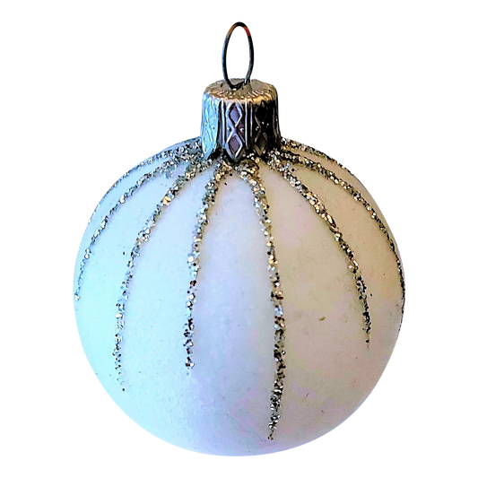 Czech Republic, Glass Blown, Hand Painted Christmas Tree Ornament decoration - Small Ball Bauble