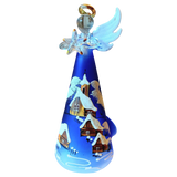 Czech Hand-Painted Glass Angel Christmas Ornament: Blue Village Candle Holder