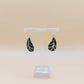 Silver Handmade Inlay Earrings Semi Precious Black Onyx- Black Leaf