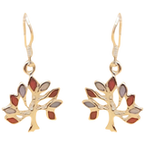 Silver Handmade Inlay Earrings Semi Precious Natural Shell- Tree