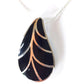 Silver Handmade Inlay Pendant Semi Precious Black Onyx- Black Leaf