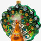 Vintage Czech Republic, Glass Blown, Hand Painted Christmas Tree Ornament - Peacock Green