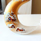 Vintage Hand Painted Glass Christmas Ornament: Czech Gold Half Moon