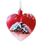 Czech Glass Christmas Ornament: Hand-Painted Red Heart House