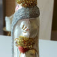 Vintage Czech Republic, Glass Blown, Hand Painted Christmas Tree Ornament - Large Santa Silver/Gold