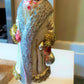 Vintage Czech Republic, Glass Blown, Hand Painted Christmas Tree Ornament - Large Santa Silver/Gold