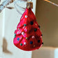 Vintage Czech Republic, Glass Blown, Hand Painted Christmas Tree Ornament - Small Tree ( x 2 )