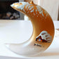 Vintage Hand Painted Glass Christmas Ornament: Czech Gold Half Moon