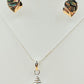 Silver Handmade Inlay Pendant/Earring Set Semi Precious Abalone Shell- Shell