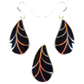 Silver Handmade Inlay Pendant/Earring Set Semi Precious Black Onyx- Black Leaf