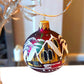 Vintage Czech Glass Christmas Ornament: Hand-Painted Maroon Small Ball