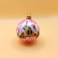Vintage Czech Glass Christmas Ornament: Hand-Painted Pink Small Ball