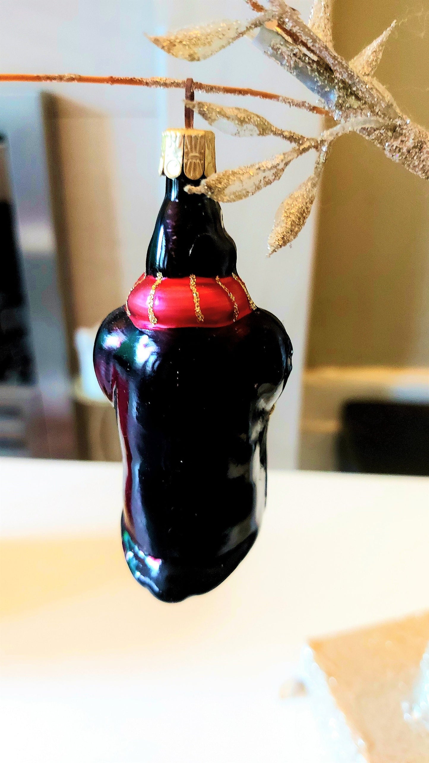 Vintage Hand Painted Glass Penguin Christmas Ornament - Czech Republic