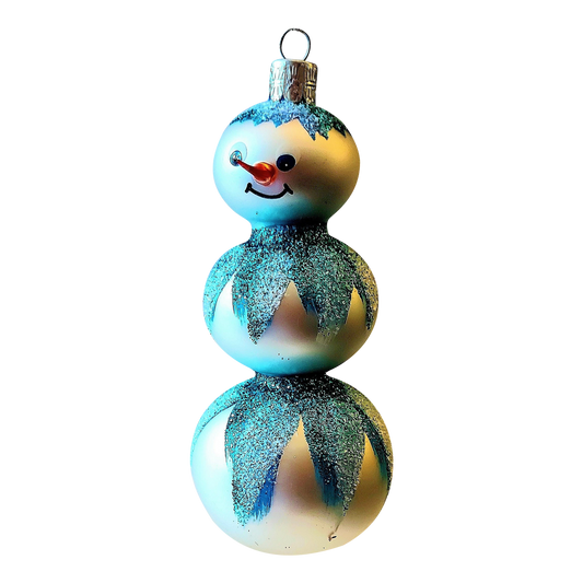 Czech Republic, Glass Blown, Hand Painted Christmas Tree Ornament - 3 Tier Snowman