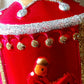 Vintage Czech Republic, Glass Blown, Hand Painted Christmas Tree Ornament - Large Carousel Red