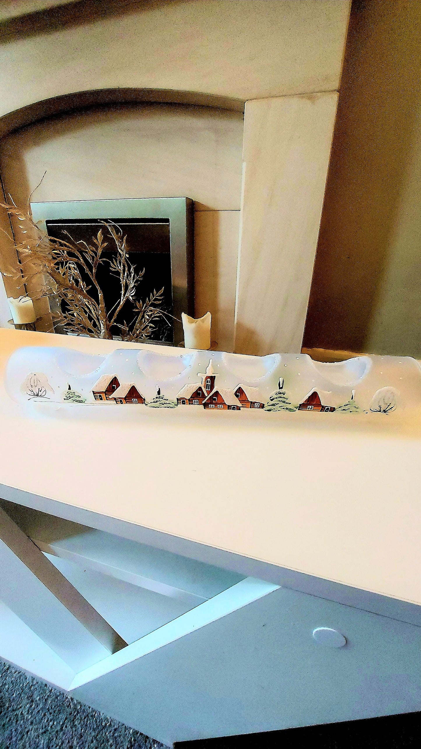 Vintage Czech Hand-Painted Glass Christmas Ornament Candle Holder