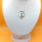 Silver Handmade Inlay Pendant Semi Precious Abalone Shell- Cat on Moon