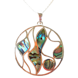 Silver Handmade Inlay Pendant Semi Precious Abalone Shell- Multi